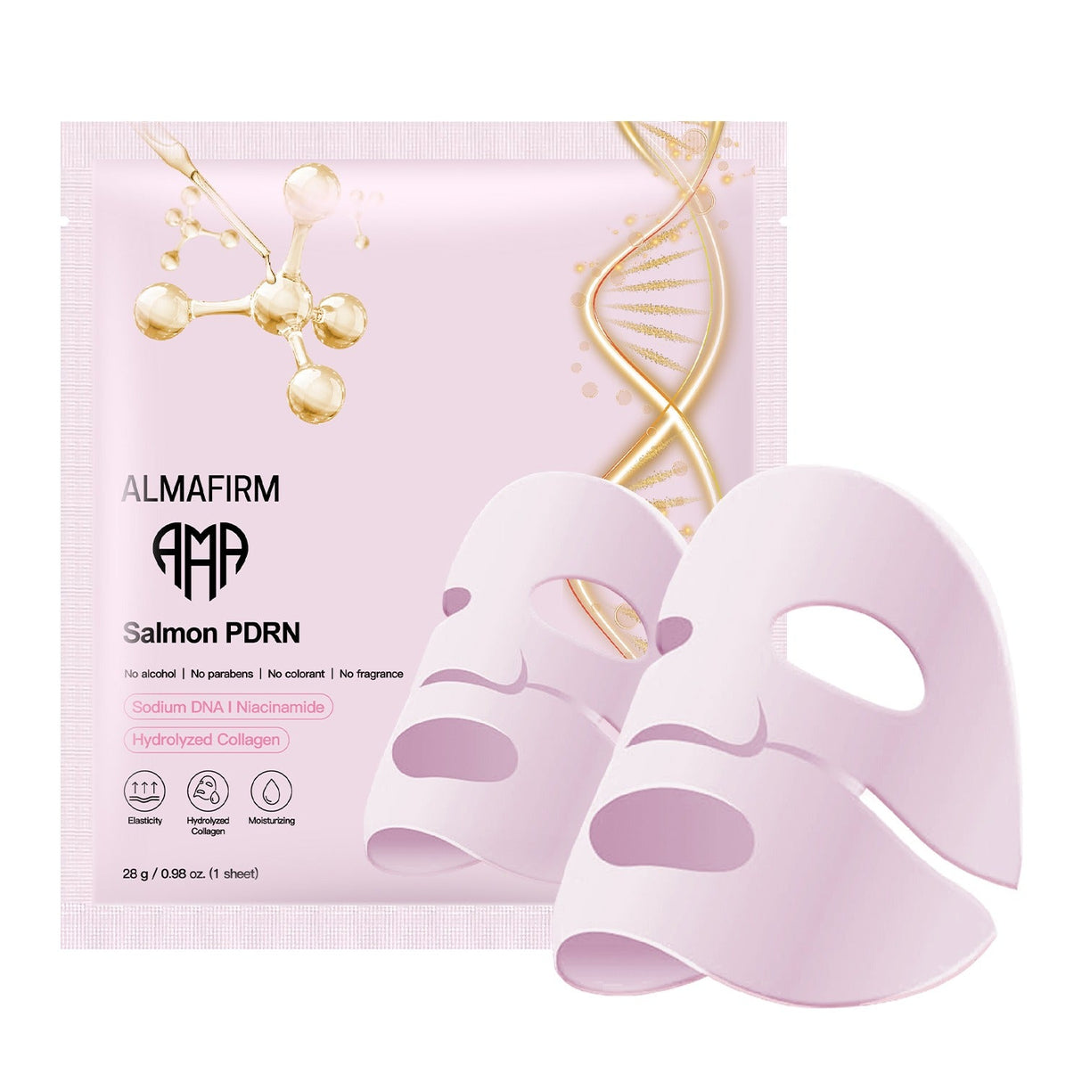 Korean face mask with salmon DNA, peptides, collagen, panthenol and niacinamide - 4 pieces in a box