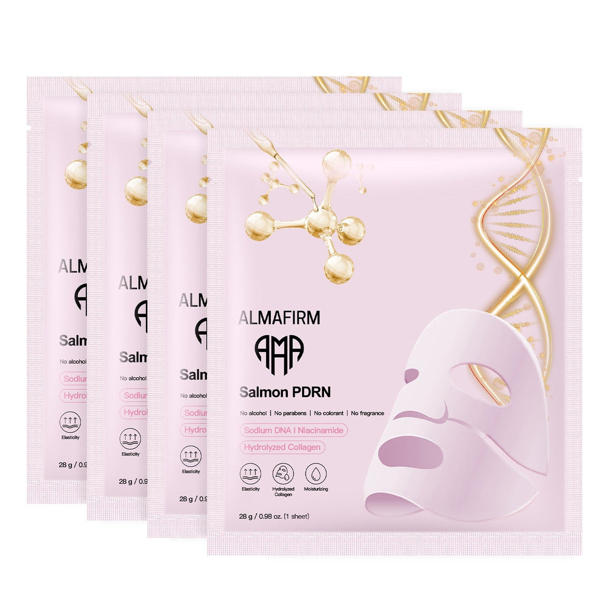 Korean face mask with salmon DNA, peptides, collagen, panthenol and niacinamide - 4 pieces in a box