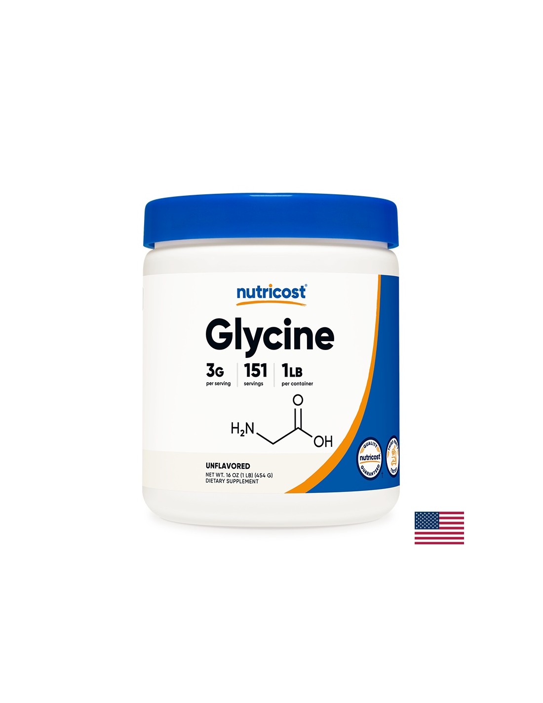 Układ nerwowy i funkcja mięśni - Glicyna, 454g <tc>Nutricost</tc> Proszek