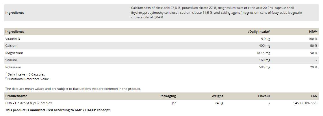 Electrolyte & PH Complex - 240 capsules
