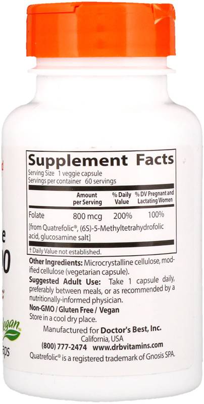 BEST Fully Active Folate 800 mcg - 60 capsules