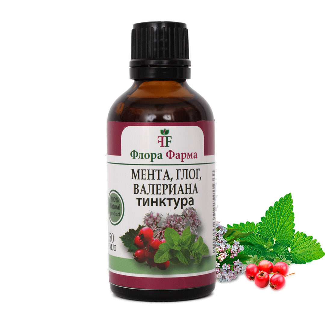 Mint, hawthorn and valerian - tincture 50 ml FLORA FARMA