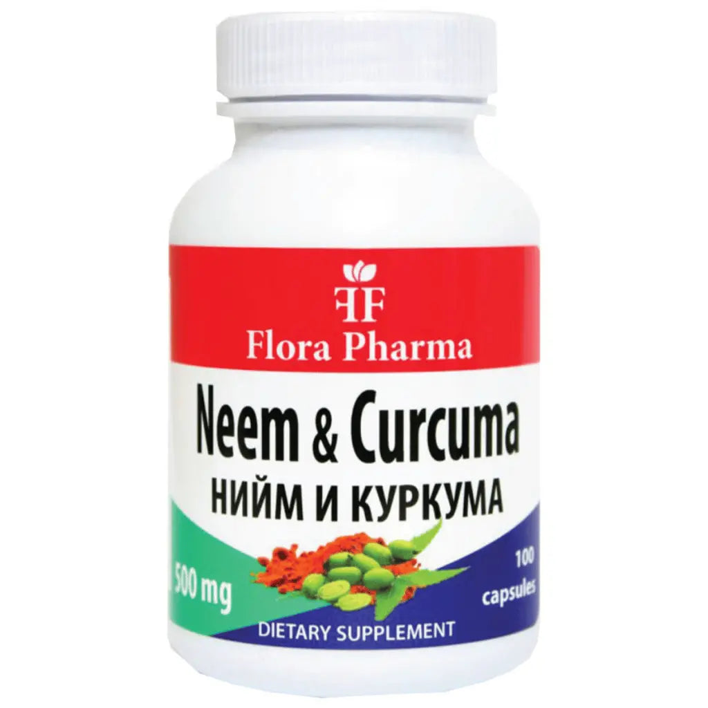 Neem y cúrcuma 500 mg./Neem & Curcuma Longa/100 Cápsulas Flora Pharma