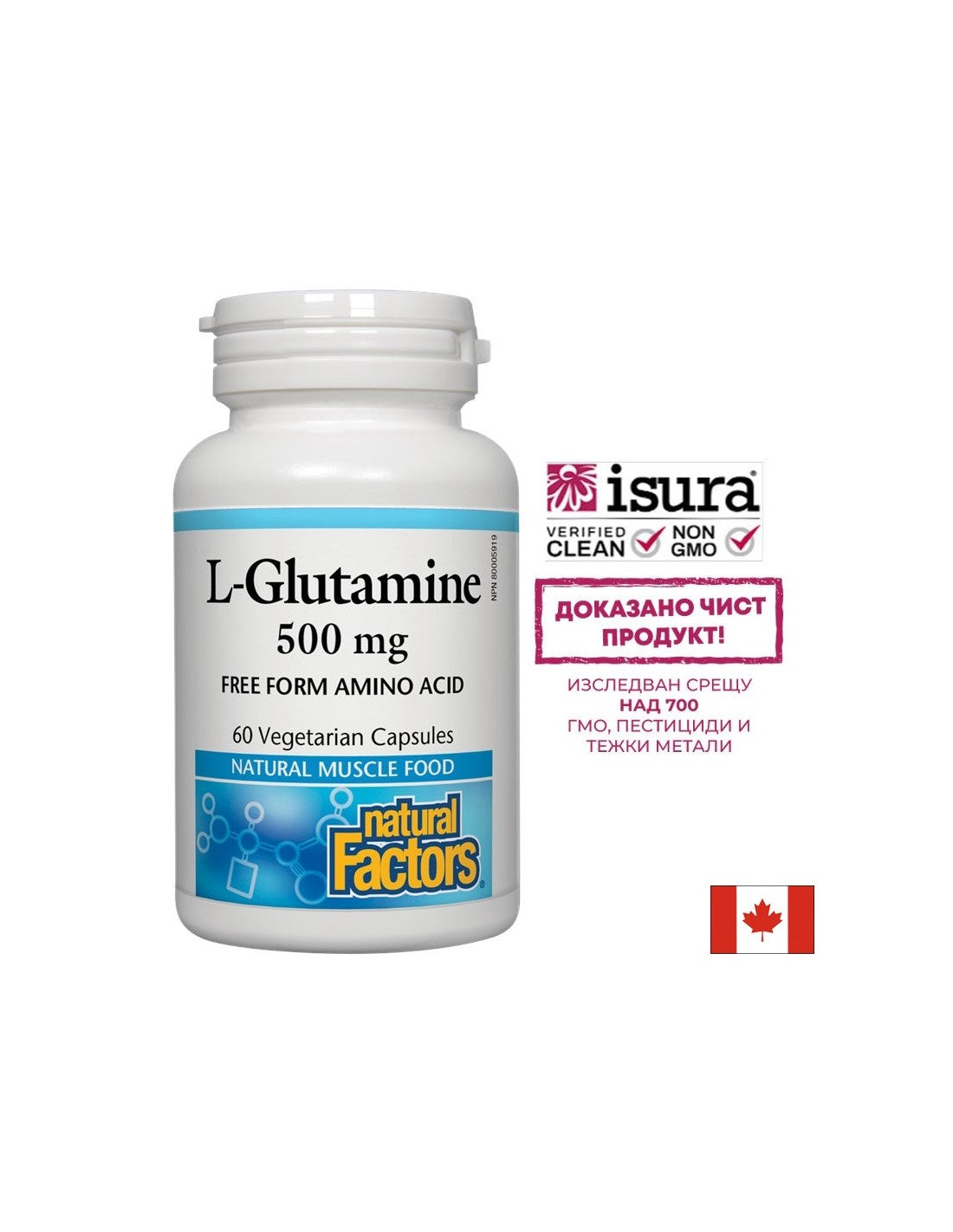 For the intestinal barrier and muscle function - L-glutamine, 500 mg, 60 capsules Natural Factors