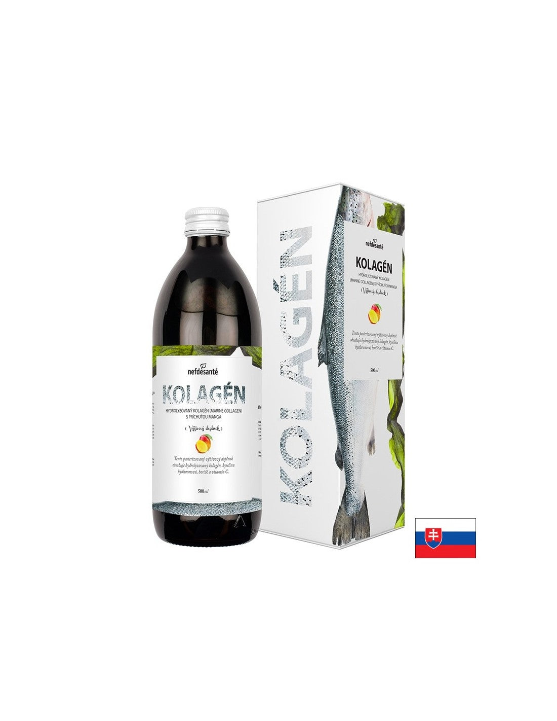 Marine kolagen, kyselina hyaluronová, vit. C a hořčík - vlasy, kůže a nehty, 500 ml, 16 dávek (mangová příchuť)