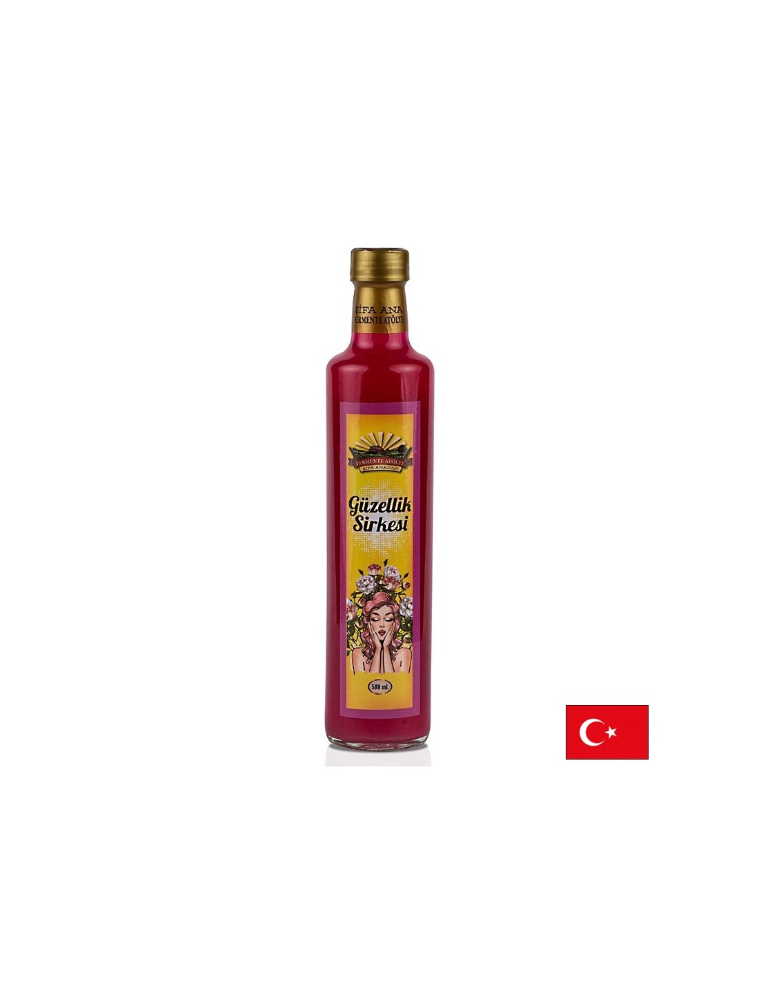 Natural vinegar "Beauty" - From wild rose, hibiscus, lavender, mountain apple, cinnamon, 500 ml