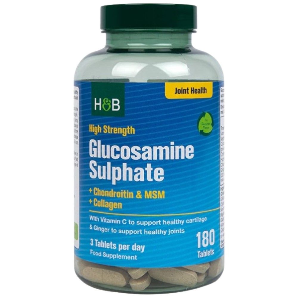 High Strength Glucosamine Sulphate | With Chondroitin, MSM and Collagen - 180 Tablets