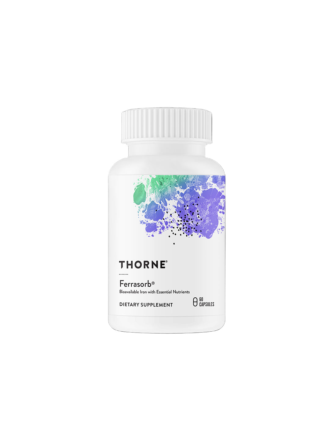 Anemia - Hierro con ácido fólico y vitaminas C, B6 y B12 - Ferrasorb® - Quelato de bisglicinato de hierro altamente absorbible, 60 cápsulas