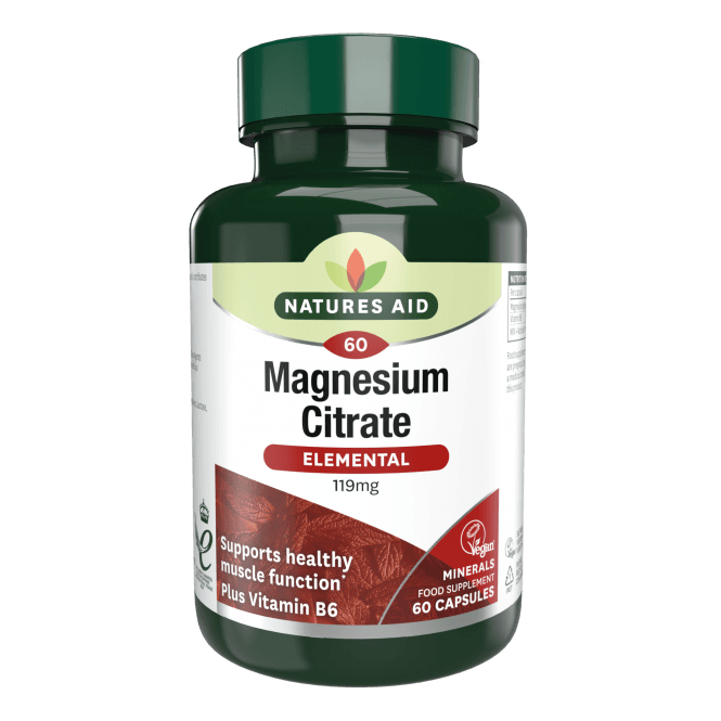 Magnesiumcitraat + vitamine B6 (elementair magnesiumcitraat) 119 mg 60 capsules Naturesaid