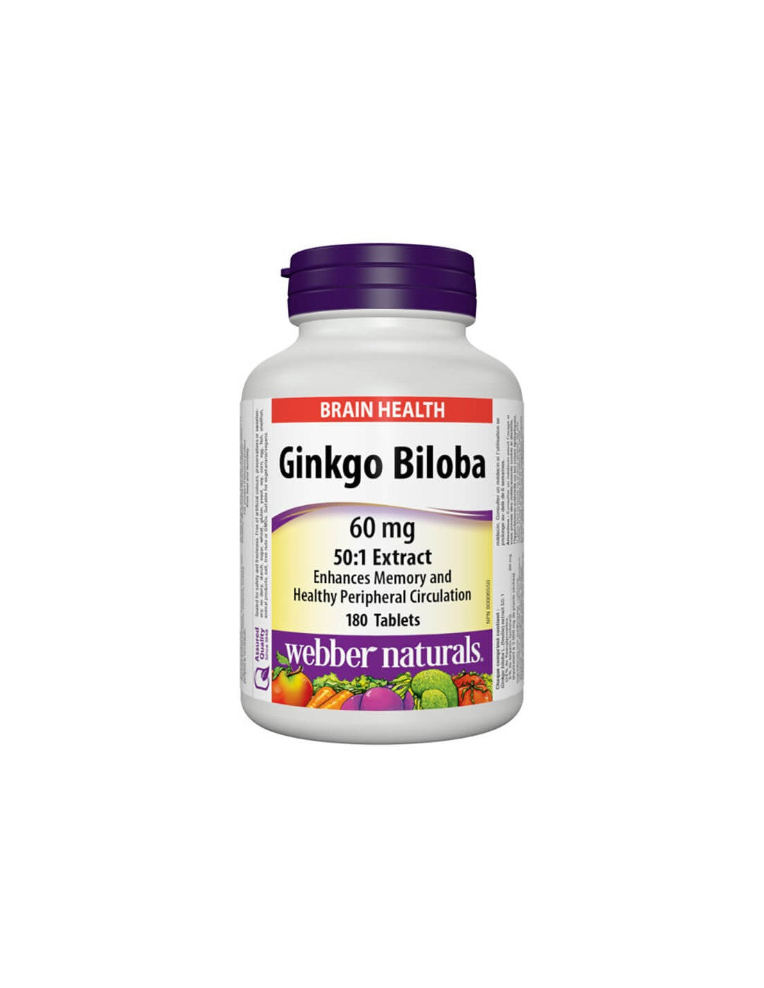 Memoria, concentración, circulación sanguínea - Ginkgo biloba 60 mg, 180 tabletas