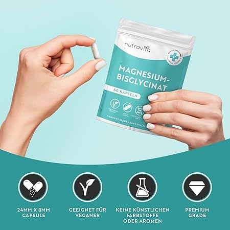 Magnesium Bisglycinate 60 capsules 320 mg Vegan Nutravita