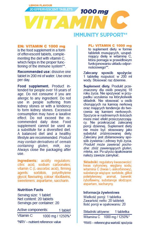 Vitamin C 1000 mg | Šumivé - 20 rozpustných tablet
