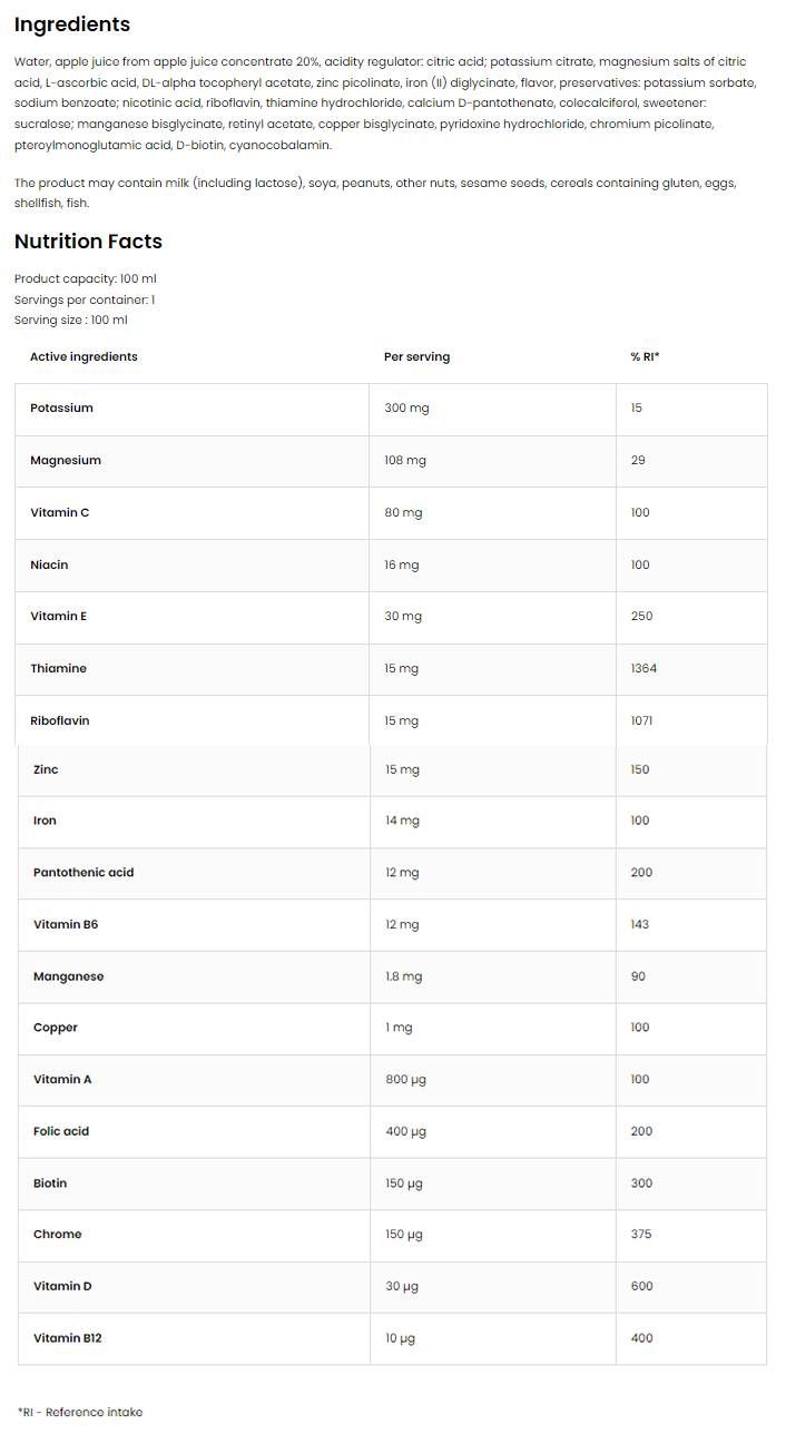 Vit & Min Shot | Fórmula multivitamina y mineral - 25 x 100 мmit