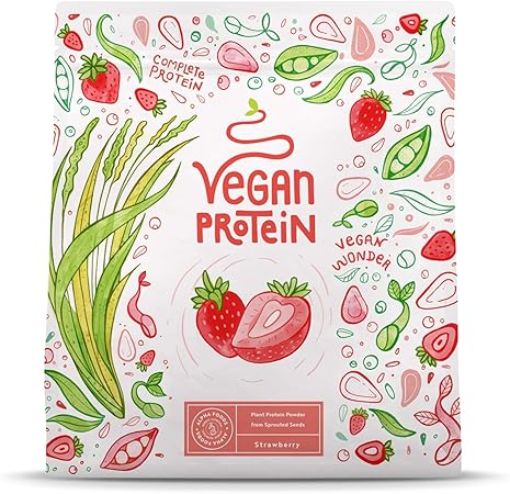 Veganské proteinové práškové jahody - 600 g vyrobené v Německu - Alpha Foods