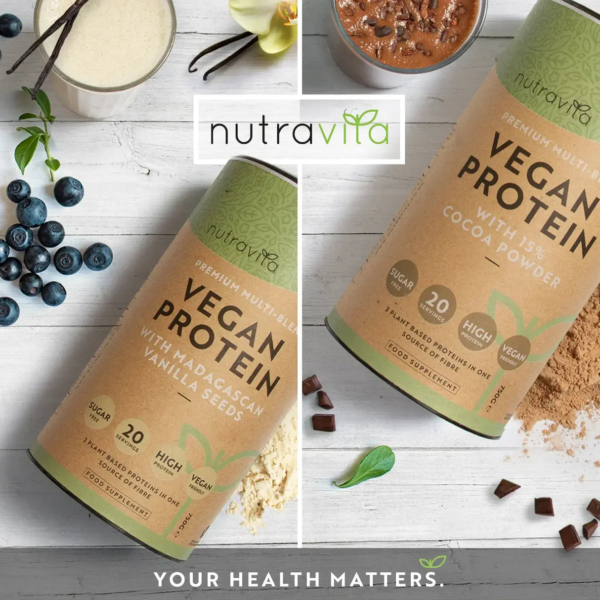 Vegan Protein + Enzymes - 750 g (Chocolate) Nutravita