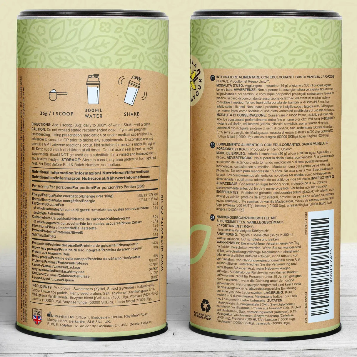 Vegan Protein + Enzymes - 750 g (Vanilla) Nutravita