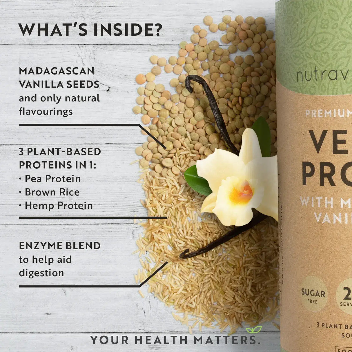 Vegan Protein + Enzymes - 750 g (Vanilla) Nutravita