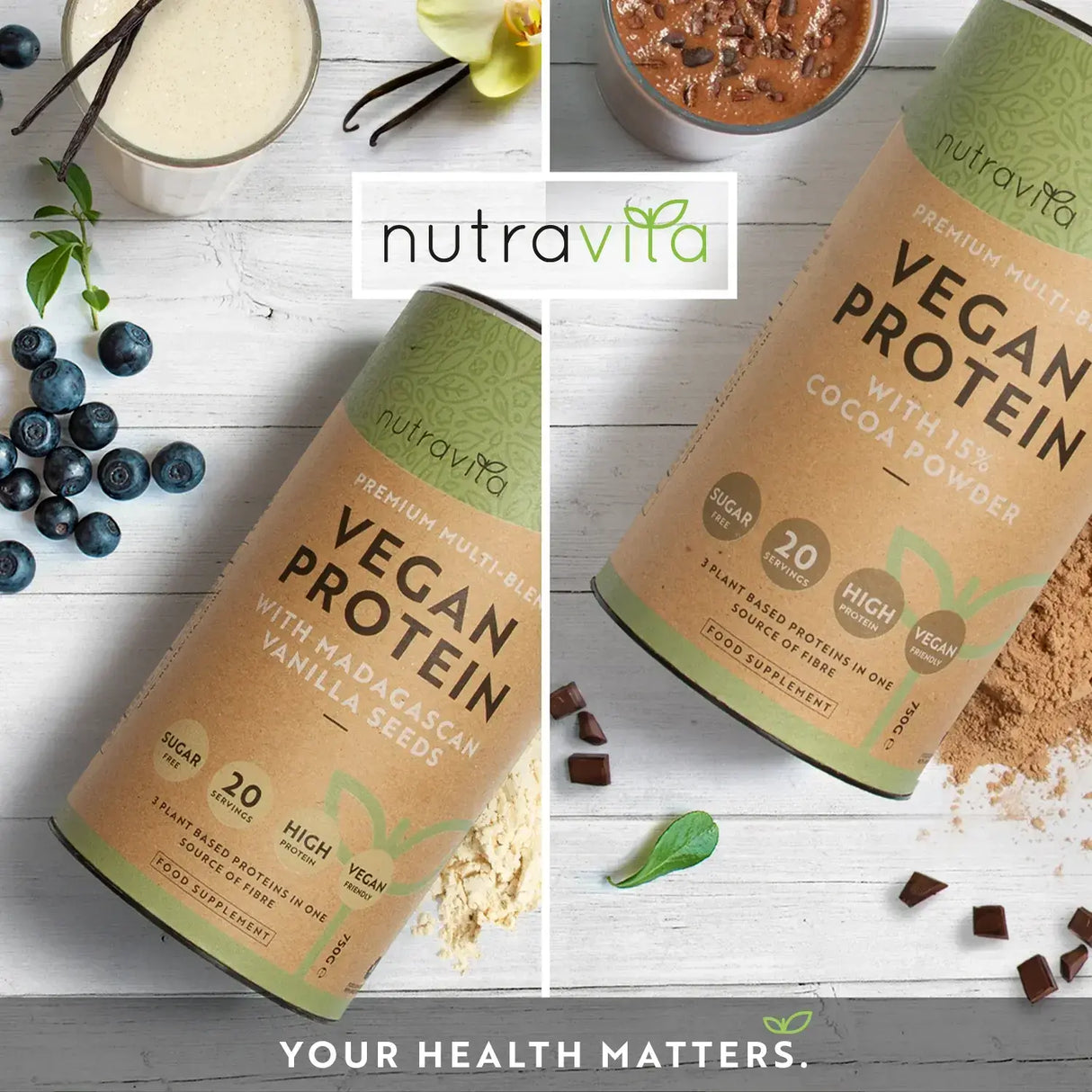 Vegan Protein + Enzymes - 750 g (Vanilla) Nutravita