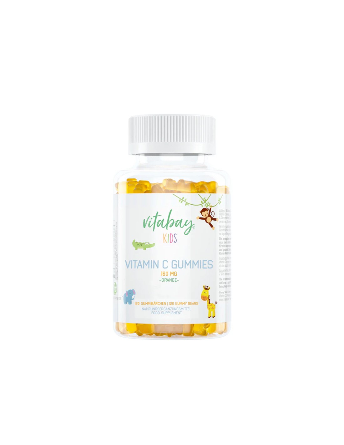 Inmunidad - Vitamina C para niños, 80 mg x 120 tabletas Jelly, sabor a naranja