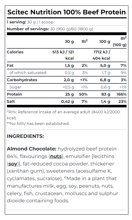 100% de proteína de carne de res 0,900 kg
