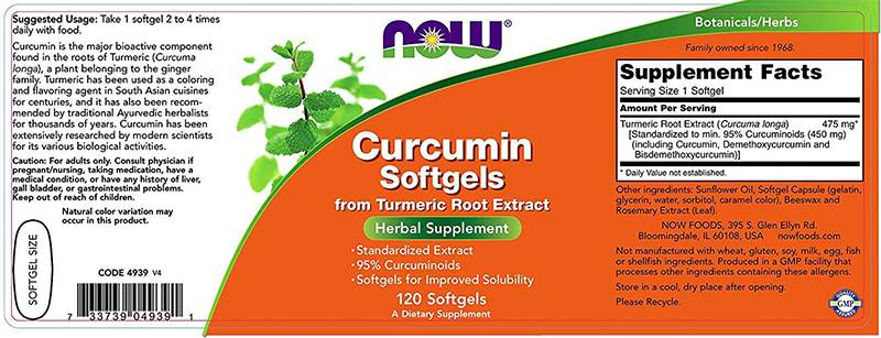 Tureric Curcumin Softgels 475 mg - 60 gelcapsules