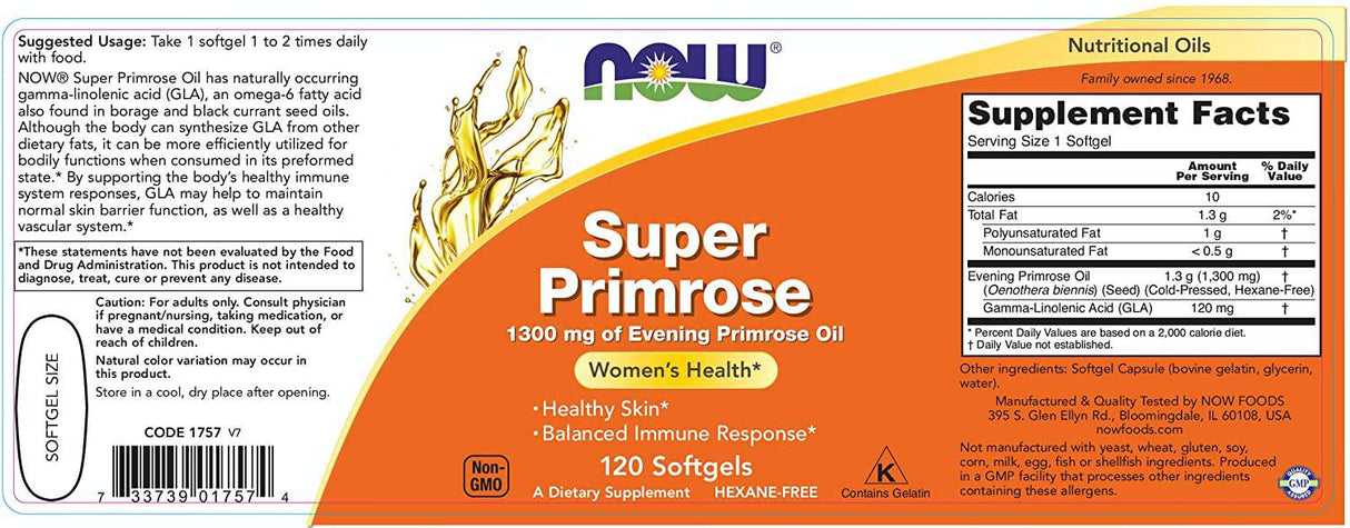 Super Primrose'i õli 1300 mg - 60 geeli kapslit