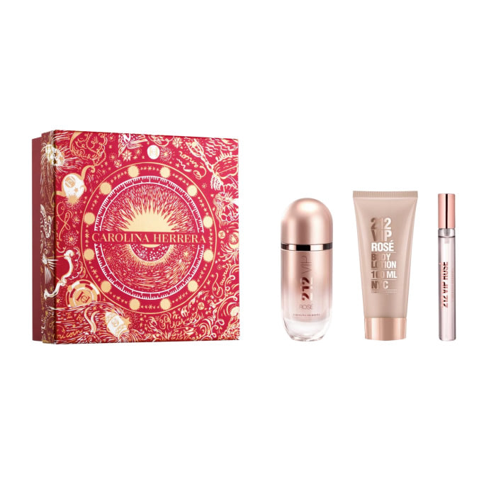 <tc>CAROLINA HERRERA</tc> 212 Vip Rose Eau De Perfume Spray 80ml Zestaw 3 sztuk Boże Narodzenie 2023