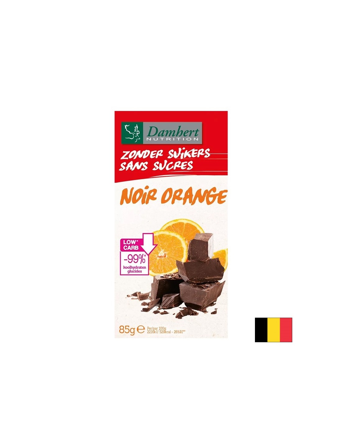 Dark chocolate with orange (sugar free), 85 g