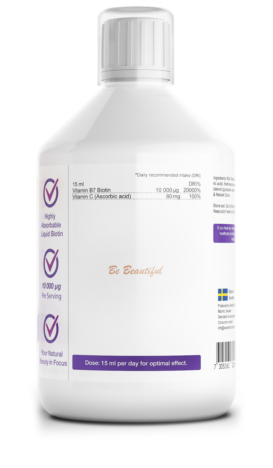 Liquid Biotin 10,000 mcg x 500 ml - Nutra Best Europe