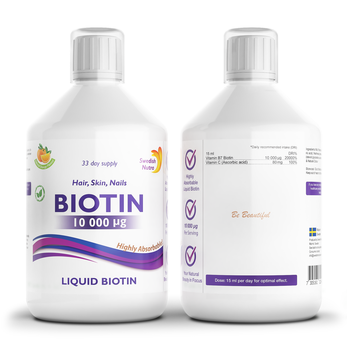 Liquid Biotin 10,000 mcg x 500 ml - Nutra Best Europe