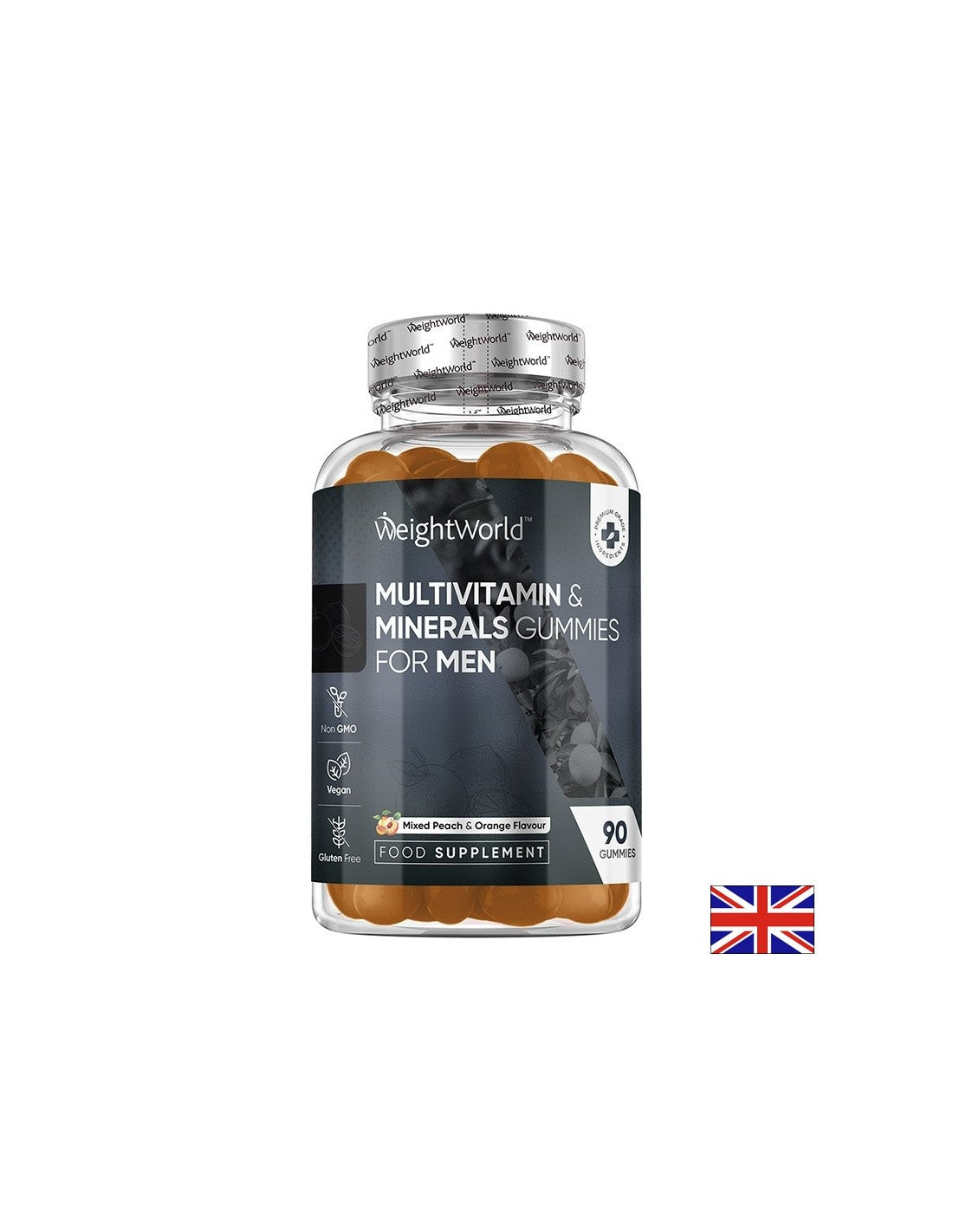 Multivitamins and Minerals for men, 90 jelly tablets with strawberry and raspberry flavor