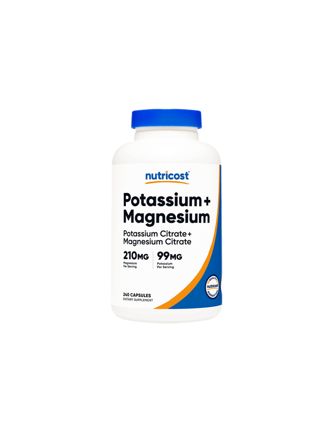 Nerve and Muscle Function - Potassium + Magnesium, 99 mg/210 mg, 240 capsules Nutricost