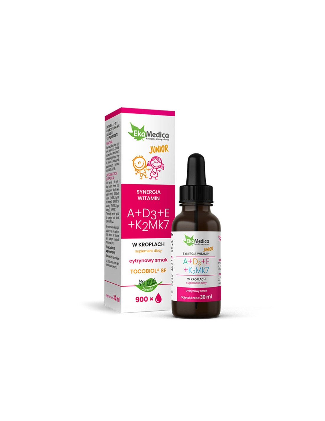 Vitaminy A+D3+E+K2 (MK7) - Vzorec pro děti, kapky 30 ml Ekamedica
