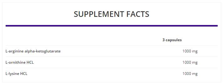 AOL 3000 mg / arginine ornithine lysine 120 capsules