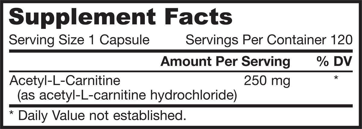 Acetyl L-Carnitine 250 mg - 120 capsules