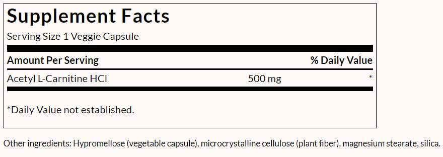 Acetyl L-Carnitine 500 mg - 240 capsules