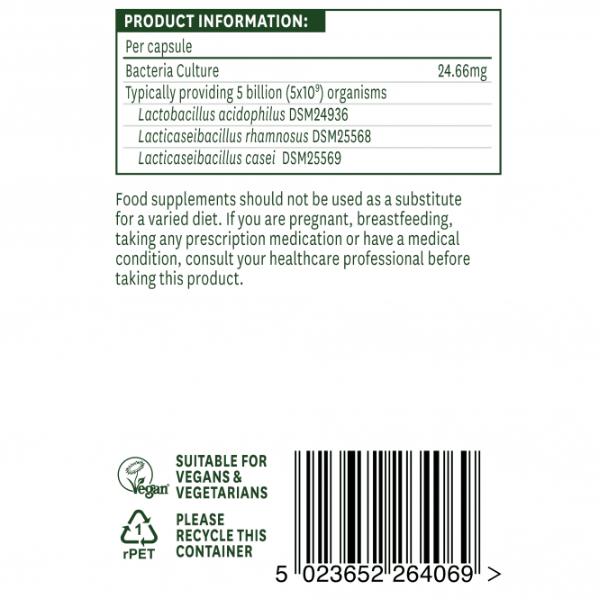 Probiotikų kompleksas su acidophilus (Acidophilus kompleksu) 5mld. 60 „NaturesAid“ kapsulės