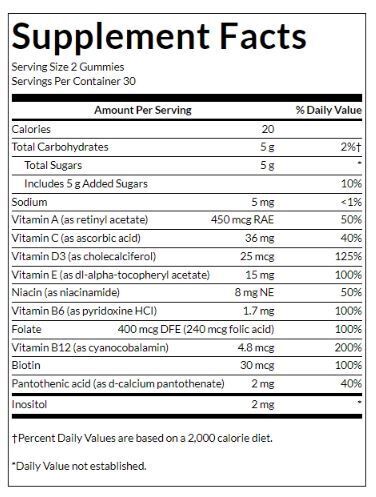 Adult Multivitamin Gummies | Peach, Orange & Strawberry - 60 Chewable Tablets