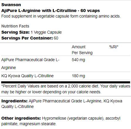 Ajipure L-arginina con L-citrulina 60 cápsulas