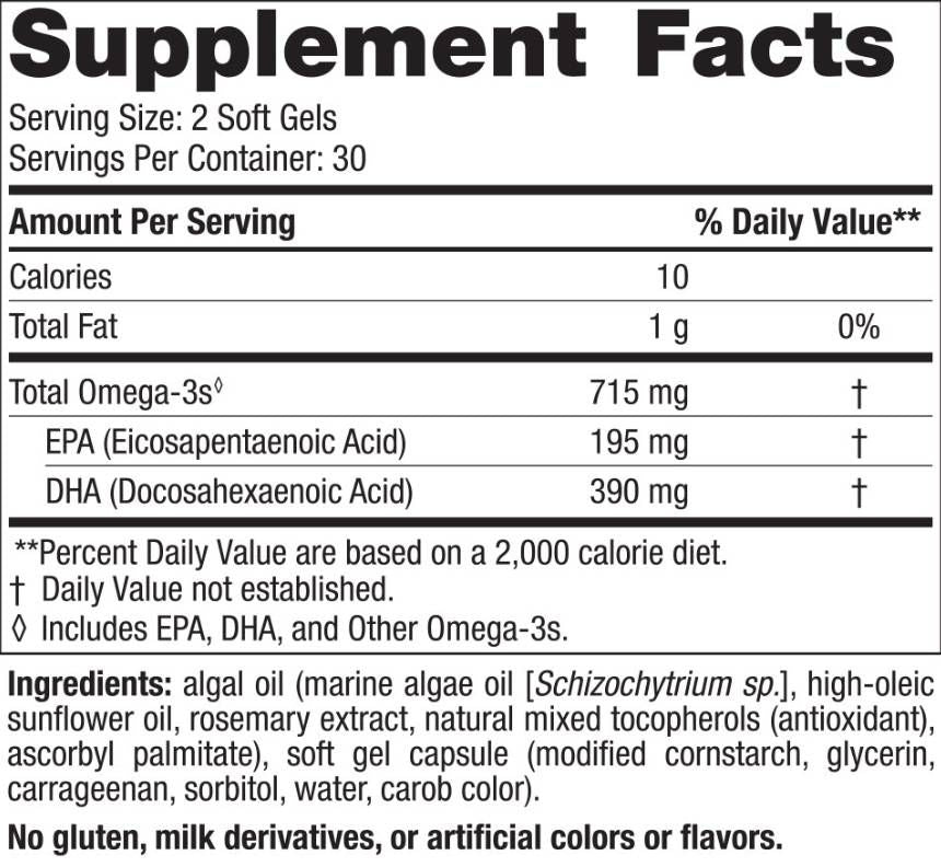 Algae Omega 715 mg - 120 Gel capsules