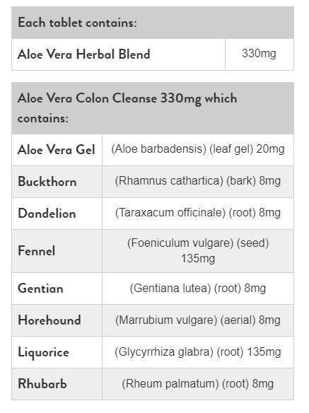 Aloë vera colon reinigen 330 mg - 120 tabletten