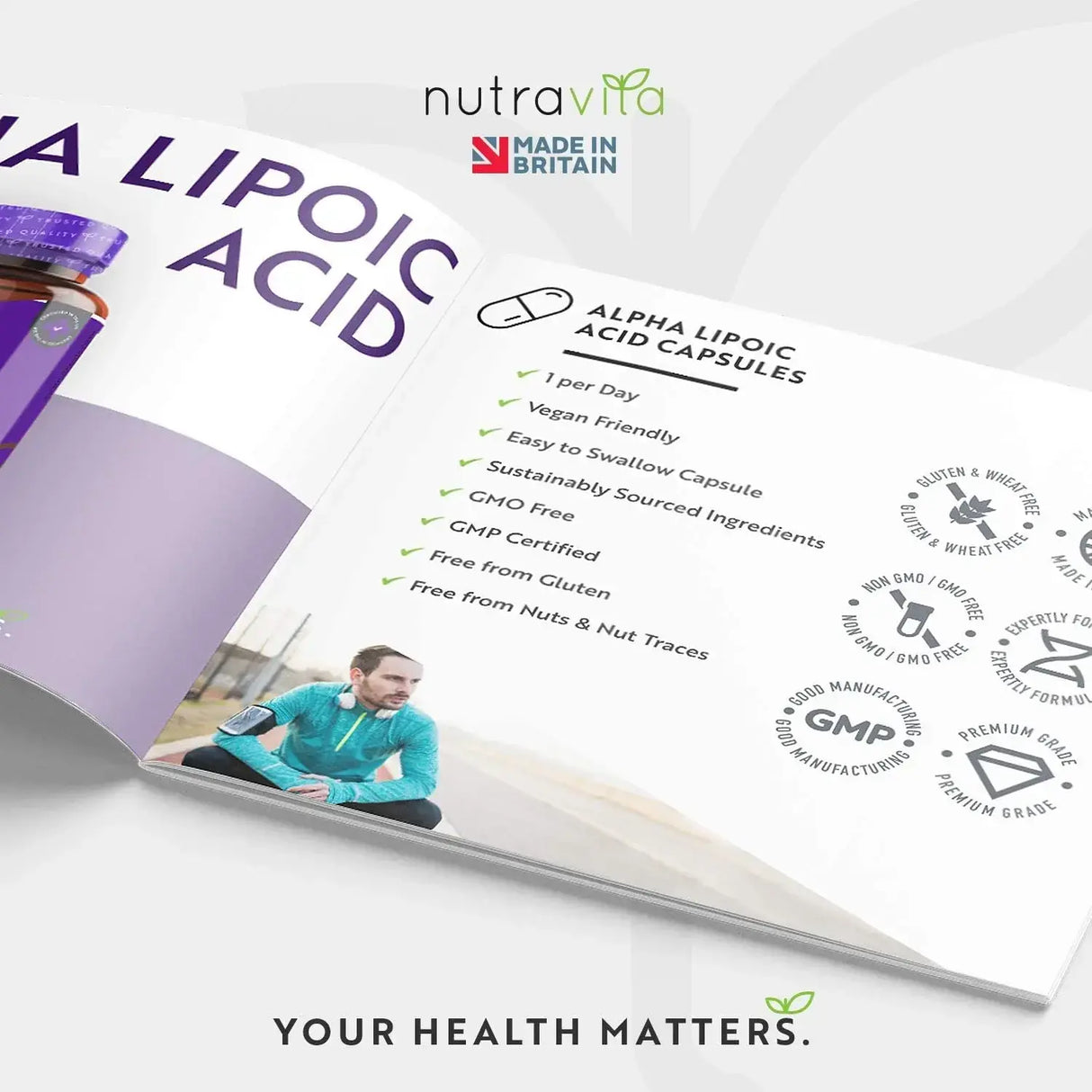 Cápsulas de ácido lipóico Alpha 650mg / 120, 120 doses / nutravita