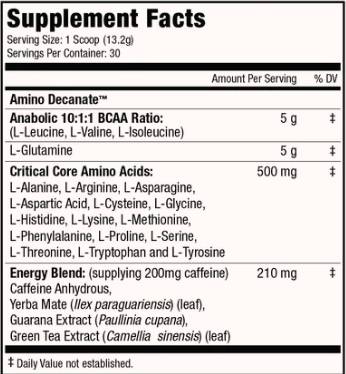 Energia de decanato de amino | com cafeína adicionada - 360 gramas