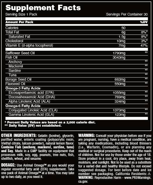 Animal Omega - 30 Packs