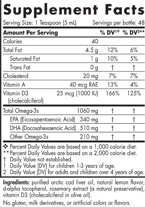 Ártico -D Óleo de fígado de bacalhau líquido 850 mg - 237 ml