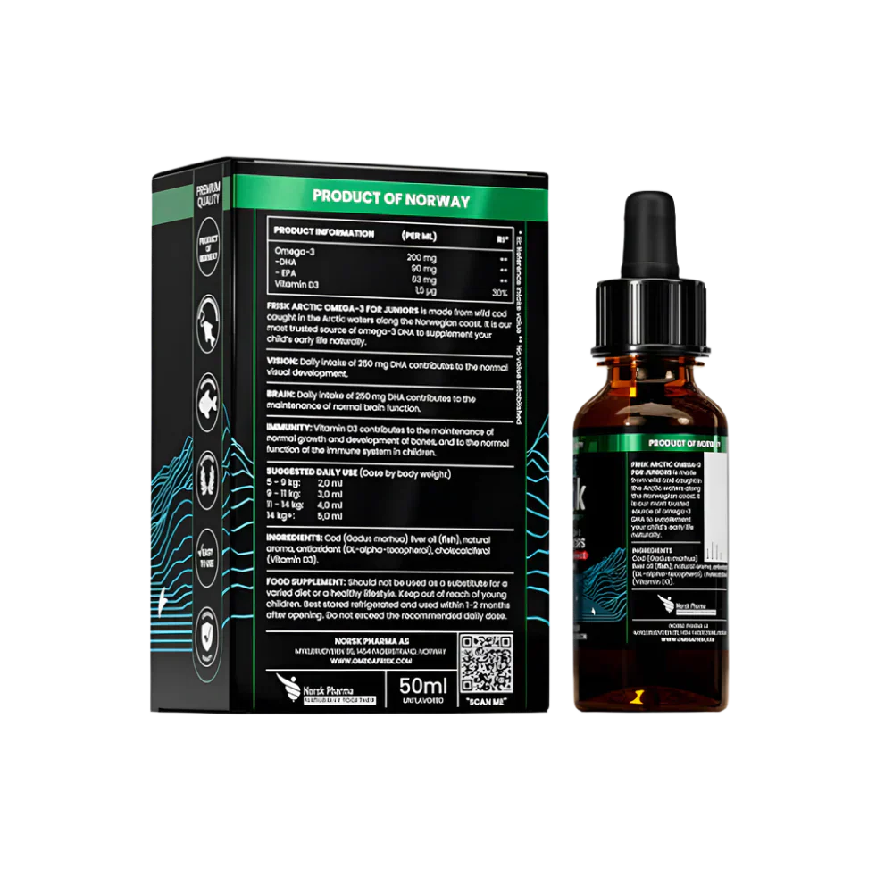 Arktické děti-Omega-3 pro děti-divoká ryba z Norska / Lemon Chuť-50 ml
