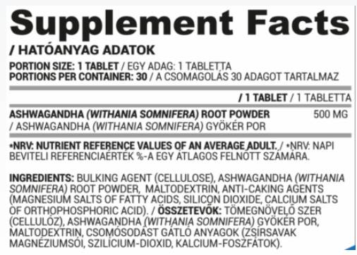 Ashwagandha 500 mg - 30 Tablets
