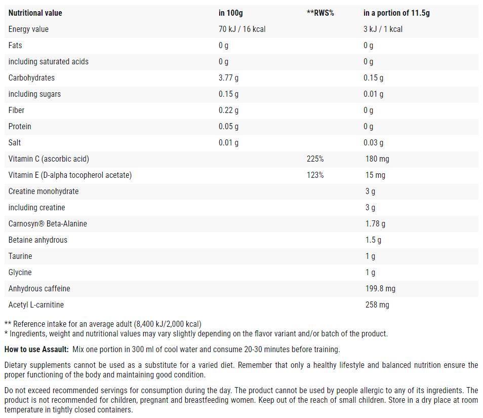 Assault Sport / Energy + Endurance - 345 grams