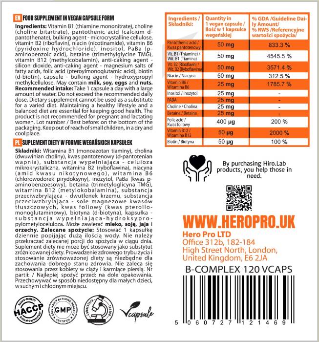 B-Complex B-50 | High Potency 120 capsules