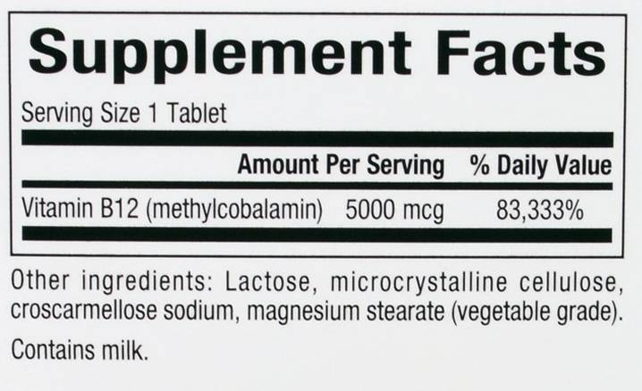 B12 Methylcobalamin 5000 mcg - 60 Chewable Tablets
